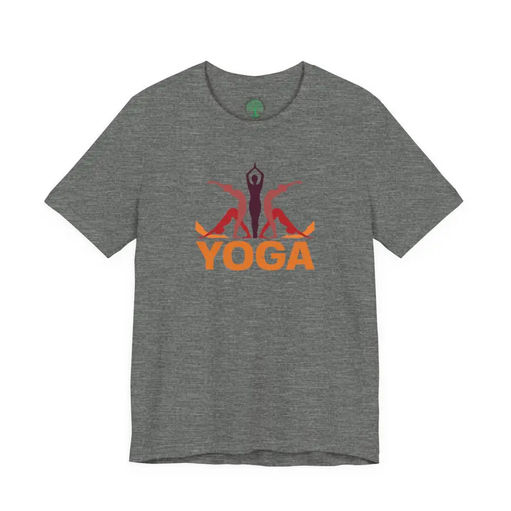 Yoga Poses Graphic Tee, Sunrise Silhouette Yoga Shirt - Deep Heather / M - T-Shirt