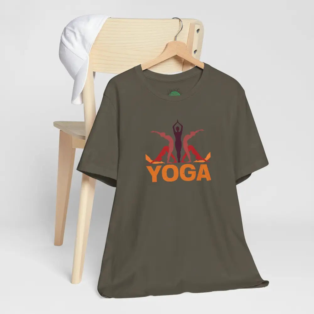 Yoga Poses Graphic Tee, Sunrise Silhouette Yoga Shirt - T-Shirt