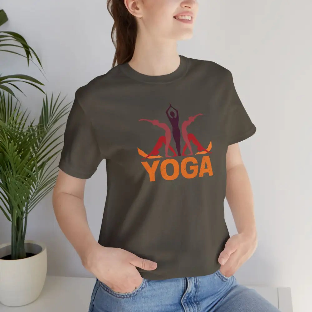 Yoga Poses Graphic Tee, Sunrise Silhouette Yoga Shirt - T-Shirt