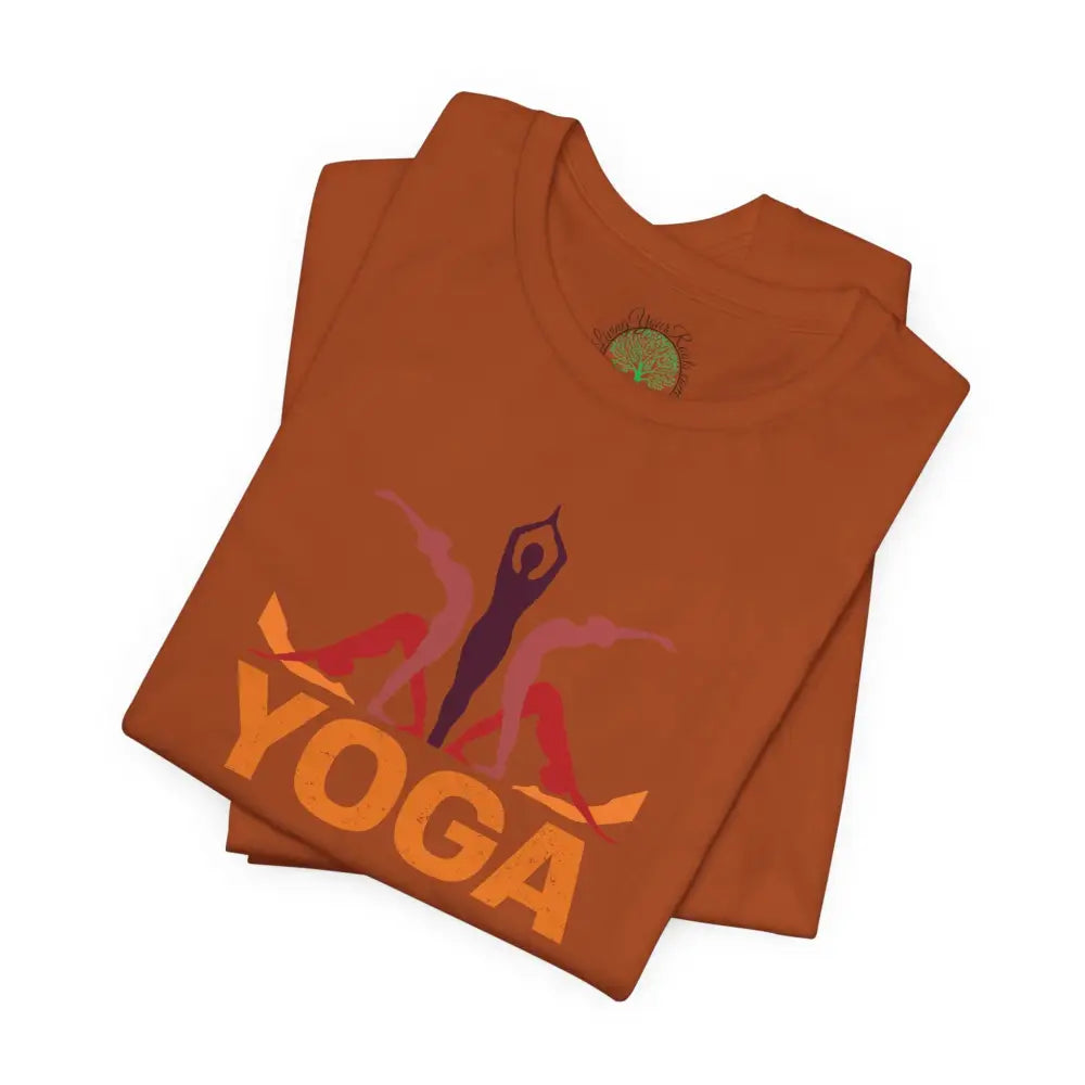Yoga Poses Graphic Tee, Sunrise Silhouette Yoga Shirt - T-Shirt
