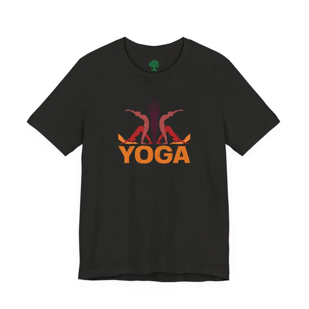 Yoga Poses Graphic Tee, Sunrise Silhouette Yoga Shirt - T-Shirt
