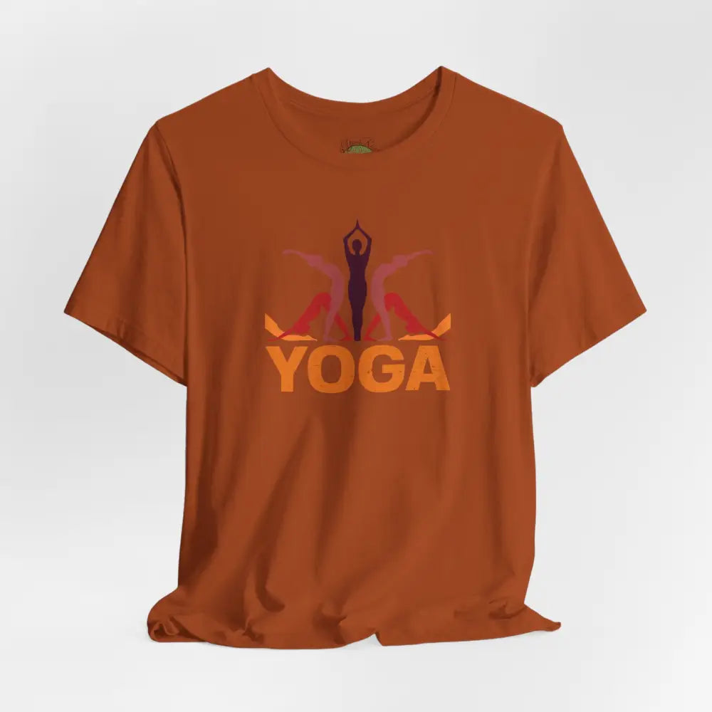 Yoga Poses Graphic Tee, Sunrise Silhouette Yoga Shirt - T-Shirt