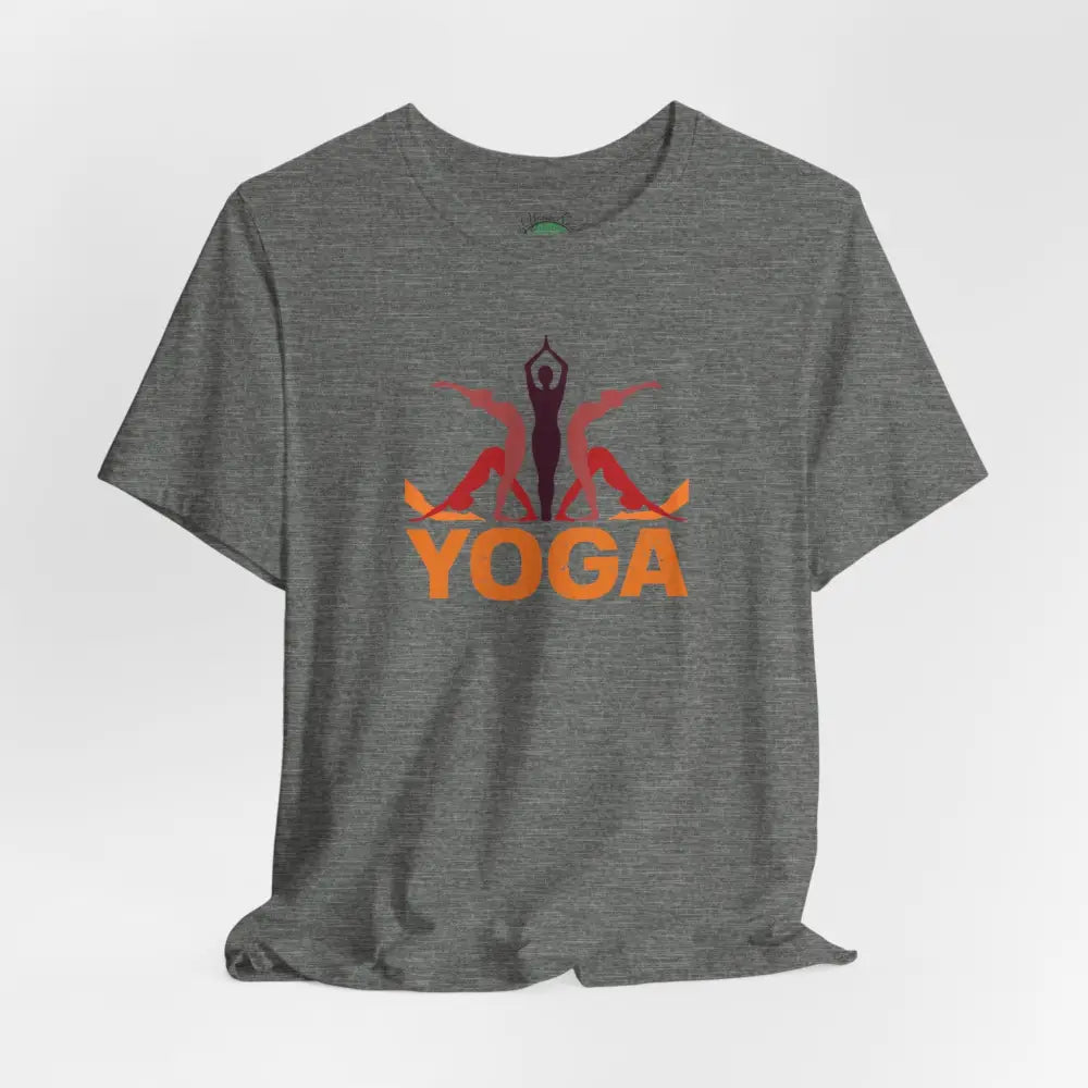 Yoga Poses Graphic Tee, Sunrise Silhouette Yoga Shirt - T-Shirt