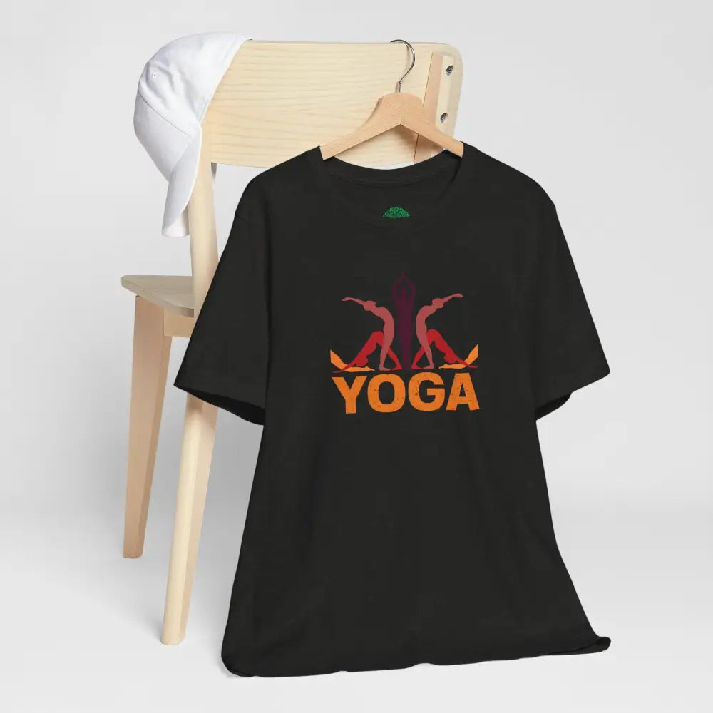 Yoga Poses Graphic Tee, Sunrise Silhouette Yoga Shirt - T-Shirt
