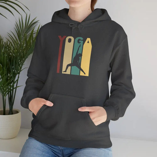 Yoga Retro Hoodie — Vintage Yoga Pose Sweatshirt - S / Dark Heather - Hoodie