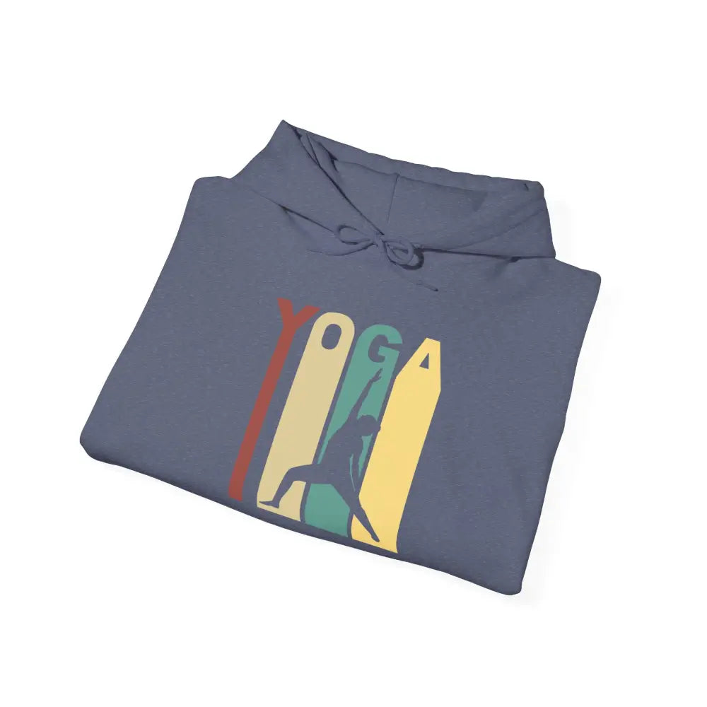 Yoga Retro Hoodie — Vintage Yoga Pose Sweatshirt - S / Heather Navy - Hoodie