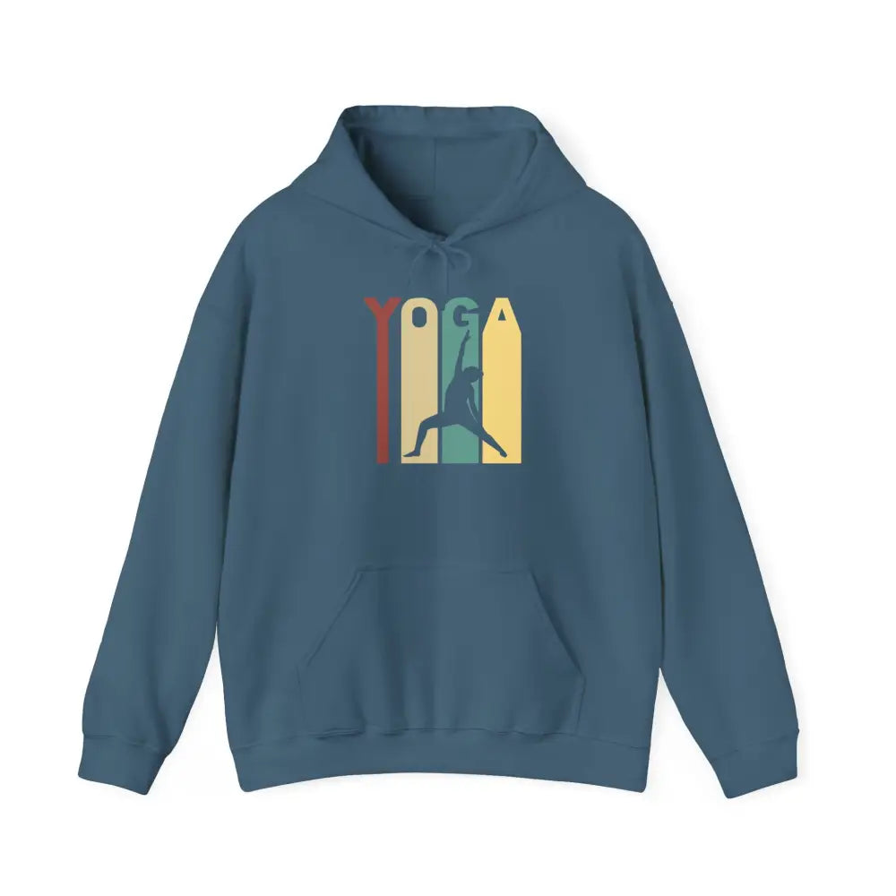 Yoga Retro Hoodie — Vintage Yoga Pose Sweatshirt - S / Indigo Blue - Hoodie