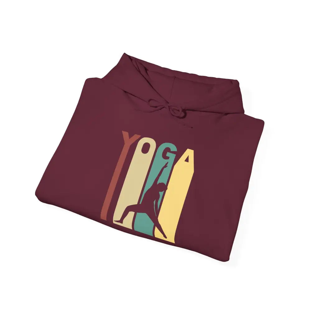 Yoga Retro Hoodie — Vintage Yoga Pose Sweatshirt - S / Maroon - Hoodie