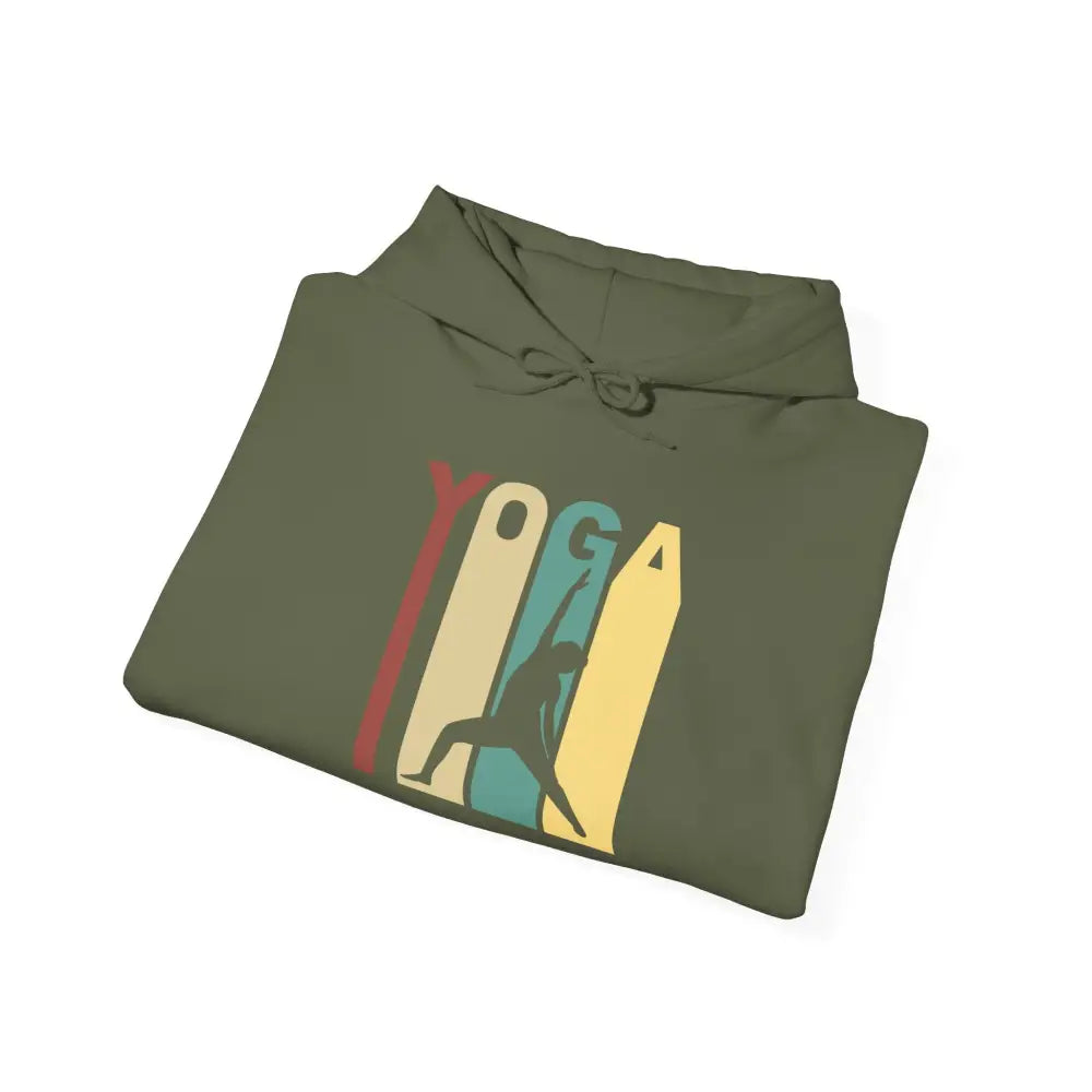 Yoga Retro Hoodie — Vintage Yoga Pose Sweatshirt - S / Military Green - Hoodie