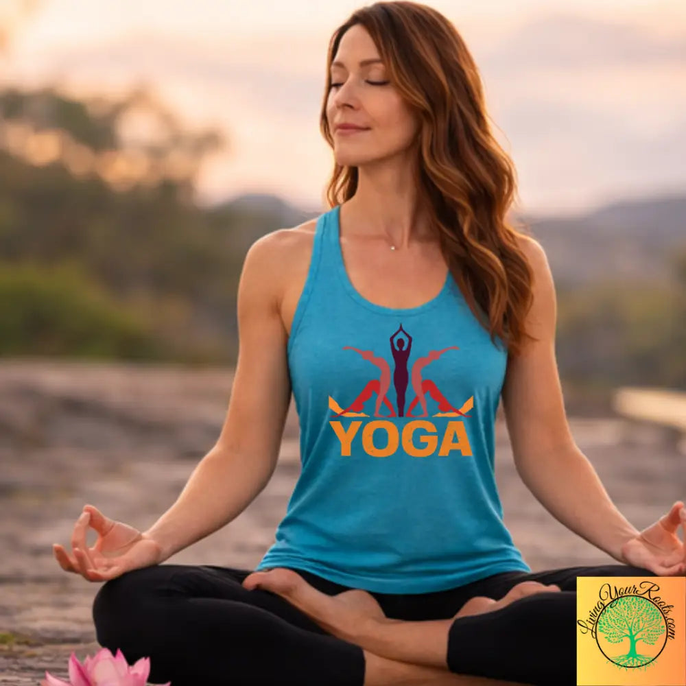 Yoga Silhouette Racerback Tank – Soft Breathable Activewear for Women - XS / Solid Tahiti Blue - Tank Top