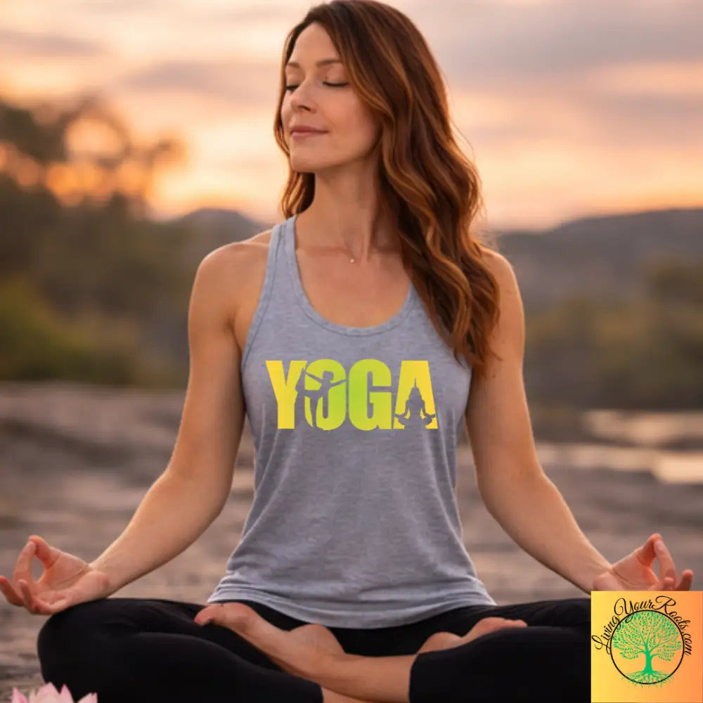 Yoga Silhouette Racerback Tank Top Women’s Yoga Tank - XS / Heather Grey - Tank Top