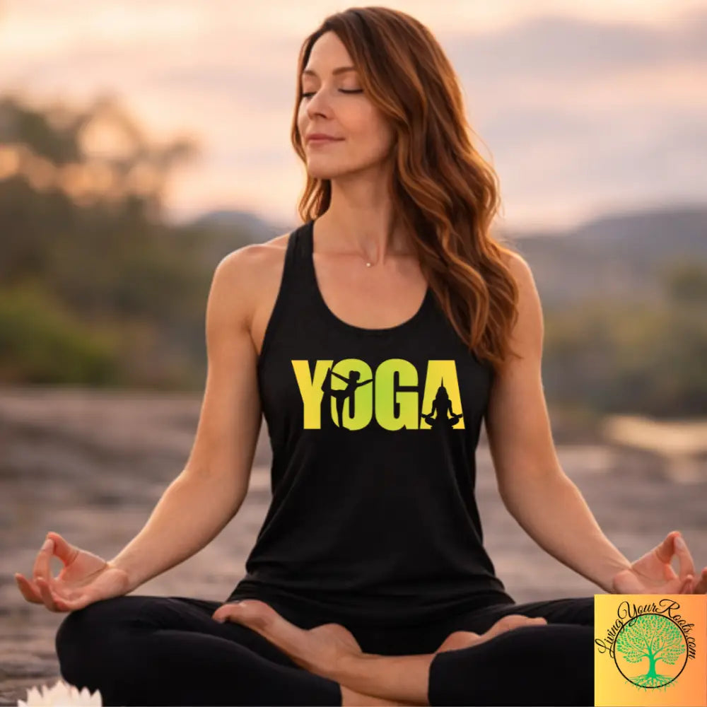 Yoga Silhouette Racerback Tank Top Women’s Yoga Tank - XS / Solid Black - Tank Top