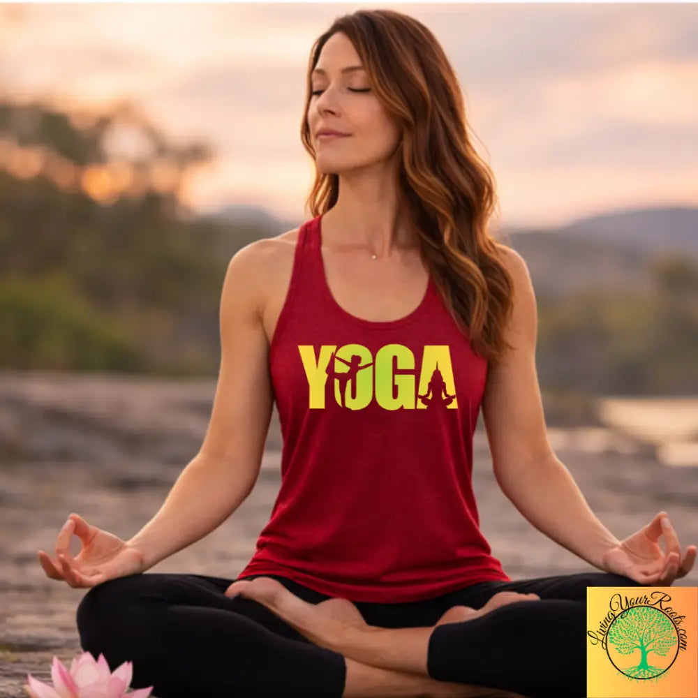 Yoga Silhouette Racerback Tank Top Women’s Yoga Tank - XS / Solid Cardinal Red - Tank Top