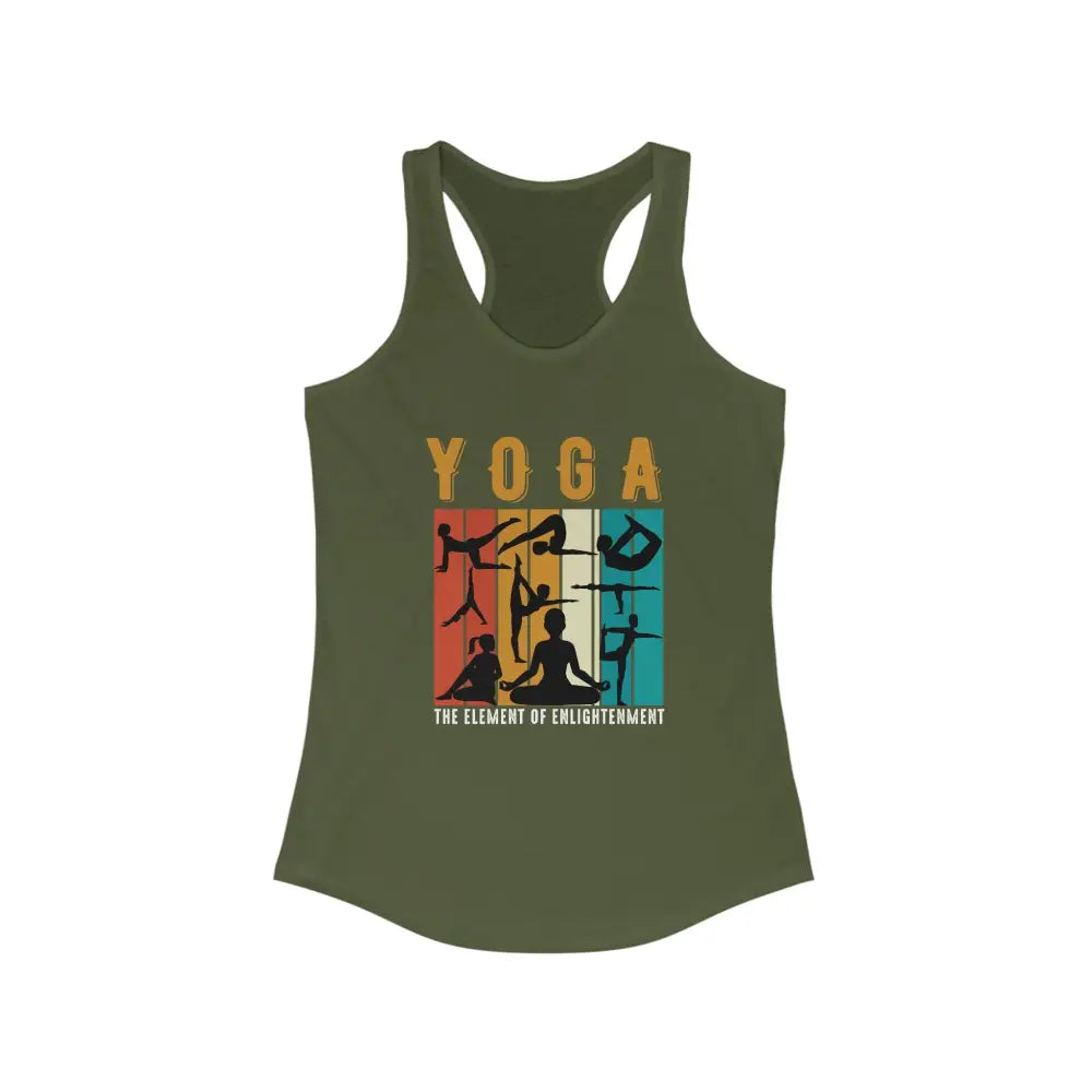 Yoga the Element of Enlightenment Women’s Ideal Racerback Tank - Solid Military Green / XS - Tank Top