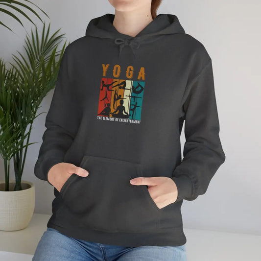 Yoga Vintage Sunset Hoodie, The Element of Enlightenment - S / Dark Heather - Hoodie