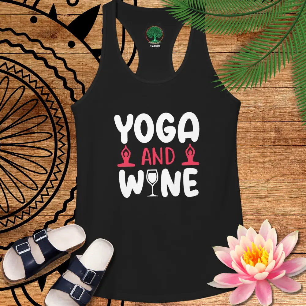 Yoga & Wine Racerback Women’s Yoga Tank Top - Tank Top