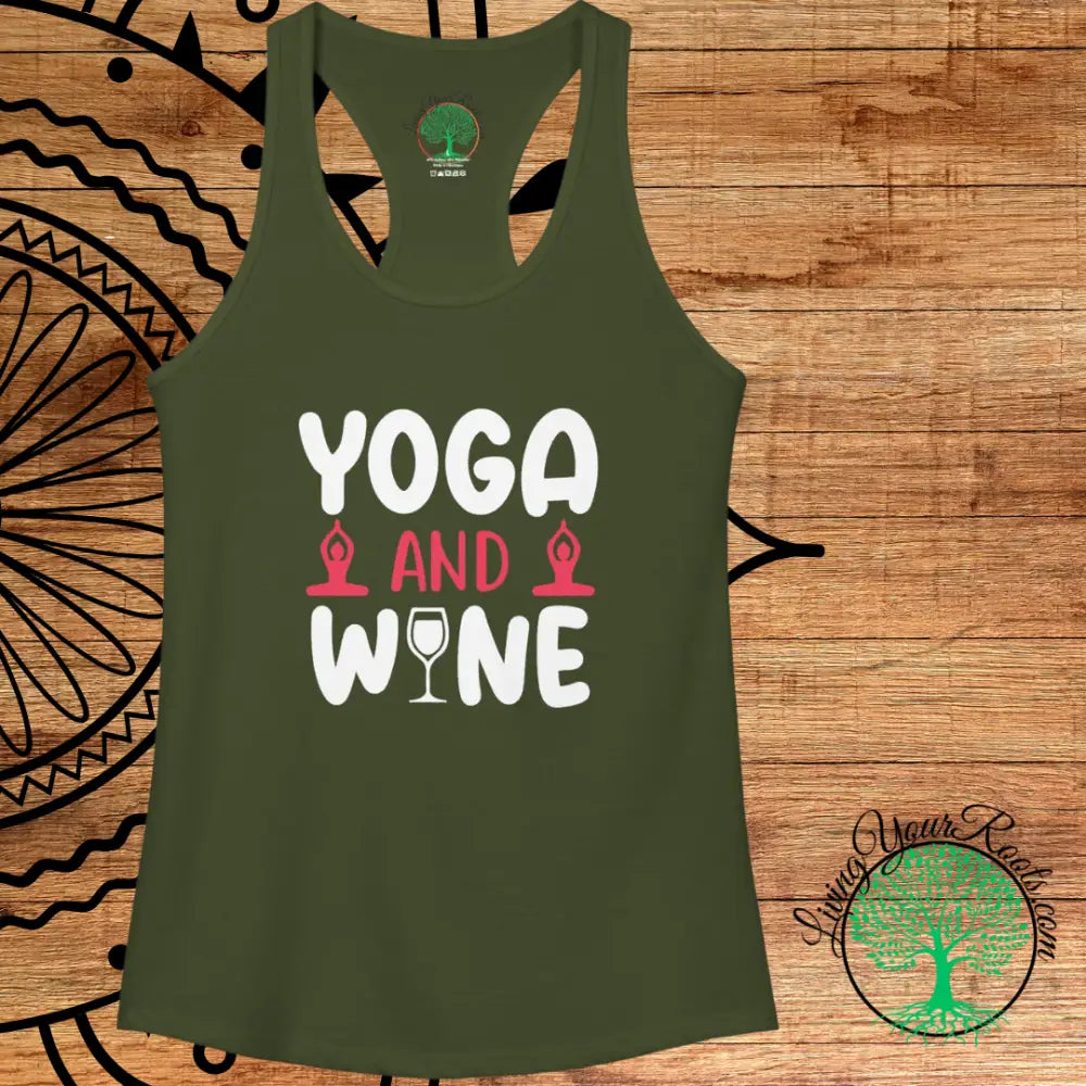 Yoga & Wine Racerback Women’s Yoga Tank Top - Tank Top