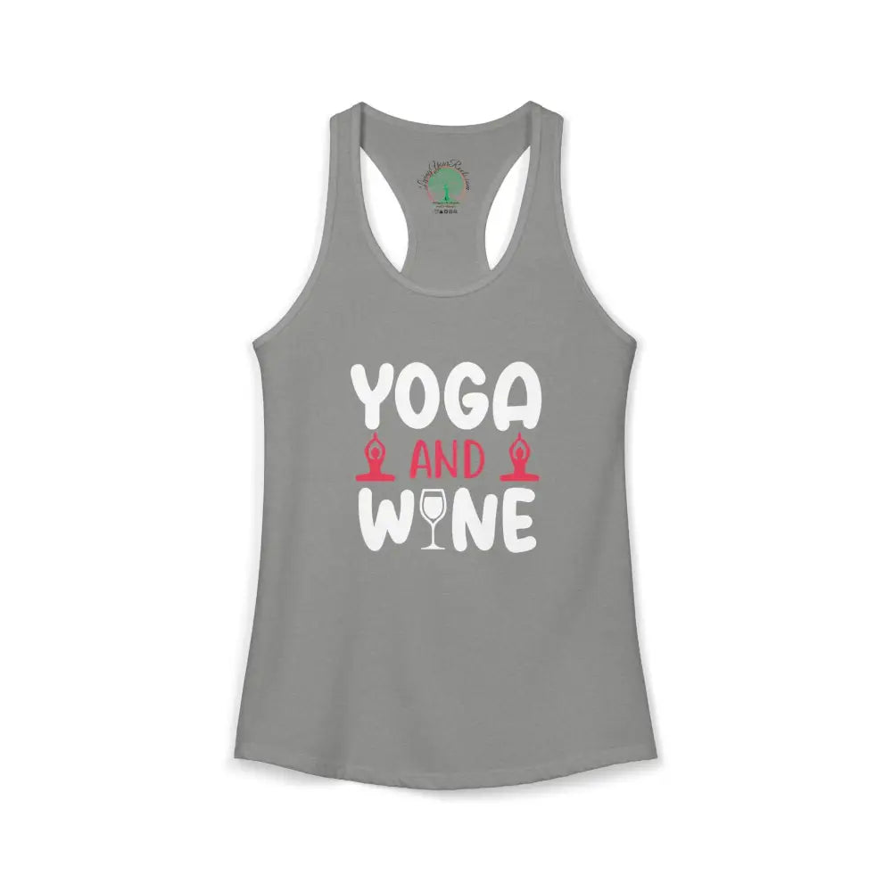 Yoga & Wine Racerback Women’s Yoga Tank Top - XS / Heather Grey - Tank Top