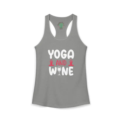 Yoga & Wine Racerback Women’s Yoga Tank Top - XS / Heather Grey - Tank Top
