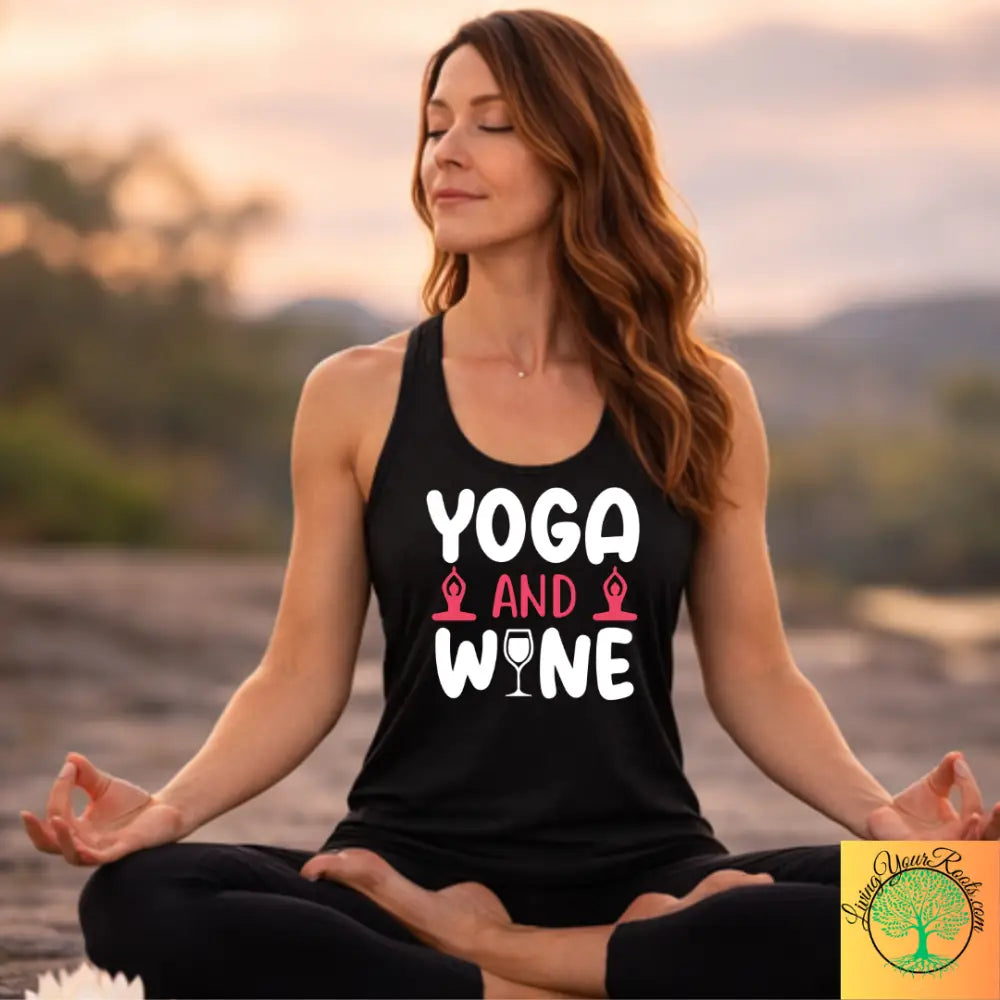 Yoga & Wine Racerback Women’s Yoga Tank Top - XS / Solid Black - Tank Top