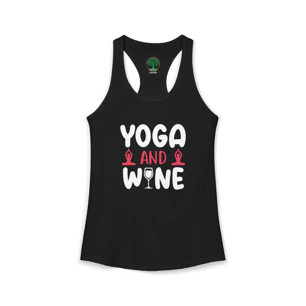 Yoga & Wine Racerback Women’s Yoga Tank Top - XS / Solid Black - Tank Top