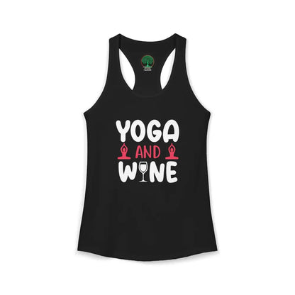 Yoga & Wine Racerback Women’s Yoga Tank Top - XS / Solid Black - Tank Top