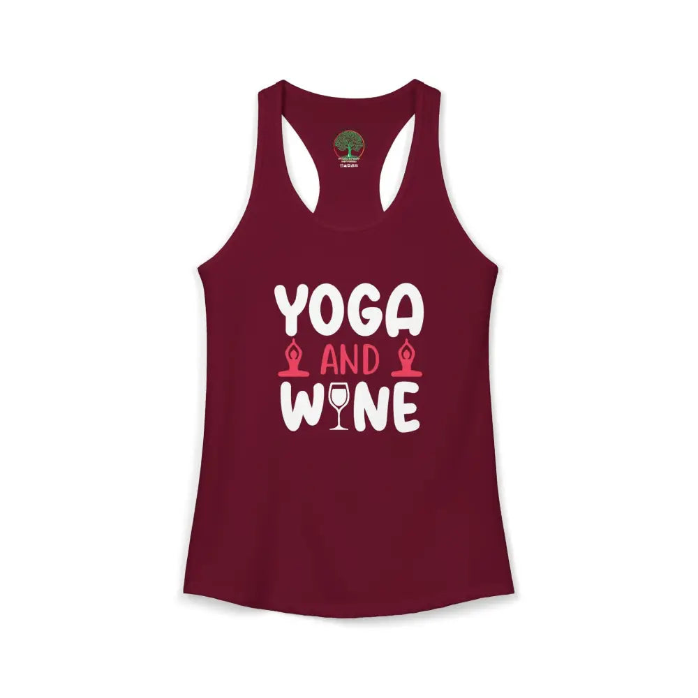 Yoga & Wine Racerback Women’s Yoga Tank Top - XS / Solid Cardinal Red - Tank Top