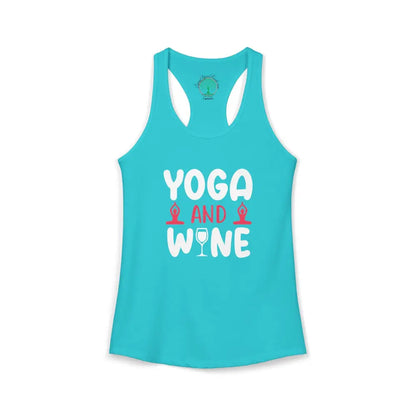 Yoga & Wine Racerback Women’s Yoga Tank Top - XS / Solid Tahiti Blue - Tank Top