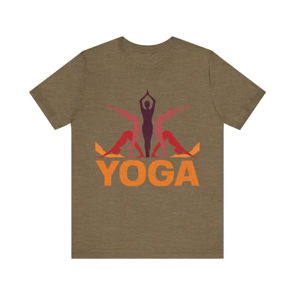 Yoga With Pose Unisex Jersey Short Sleeve Tee - Heather Olive / S - T-Shirt