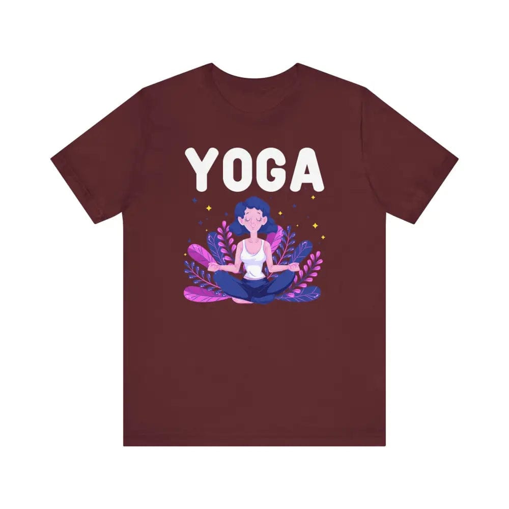 Yoga with zen lady unisex jersey short sleeve tee - Maroon / S - T-Shirt