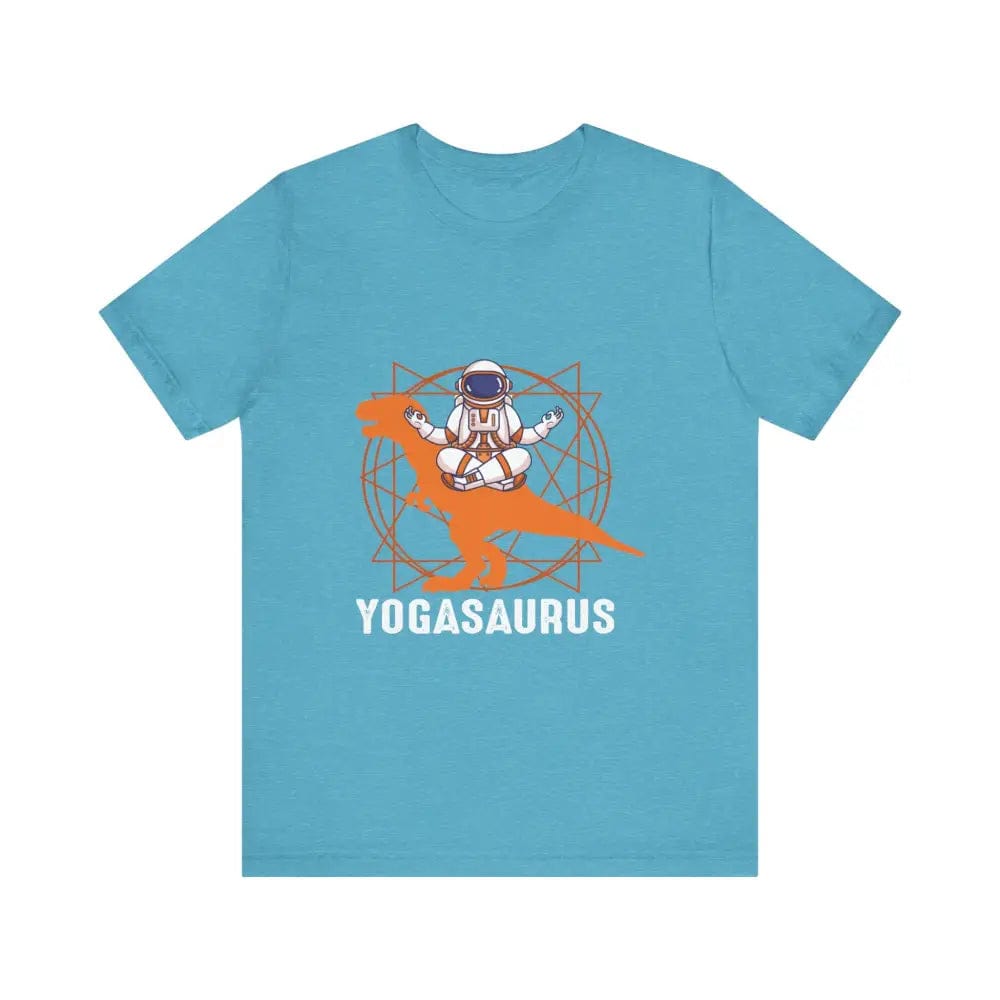 Yogasaurus Unisex Jersey Short Sleeve Yoga Tee - Heather Aqua / S - T-Shirt