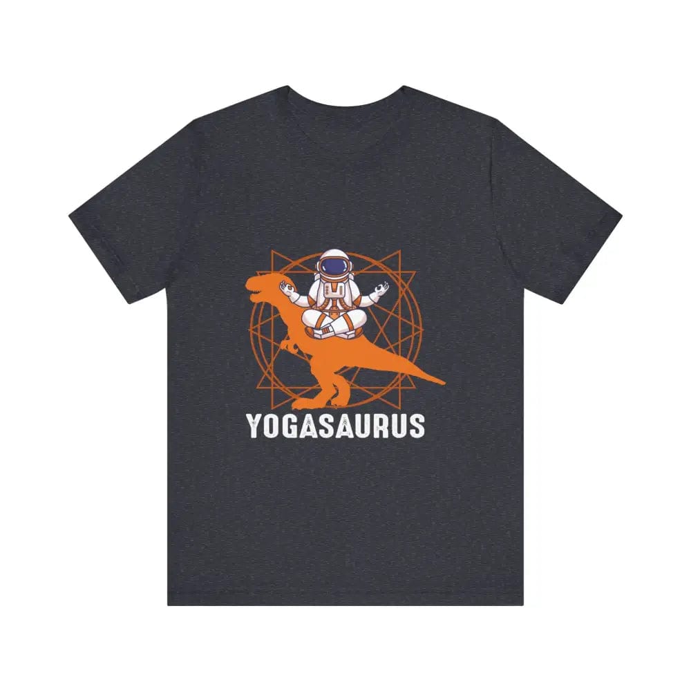 Yogasaurus Unisex Jersey Short Sleeve Yoga Tee - Heather Navy / S - T-Shirt