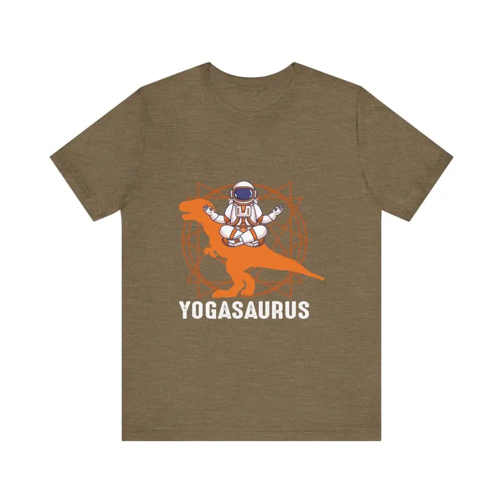 Yogasaurus Unisex Jersey Short Sleeve Yoga Tee - Heather Olive / S - T-Shirt