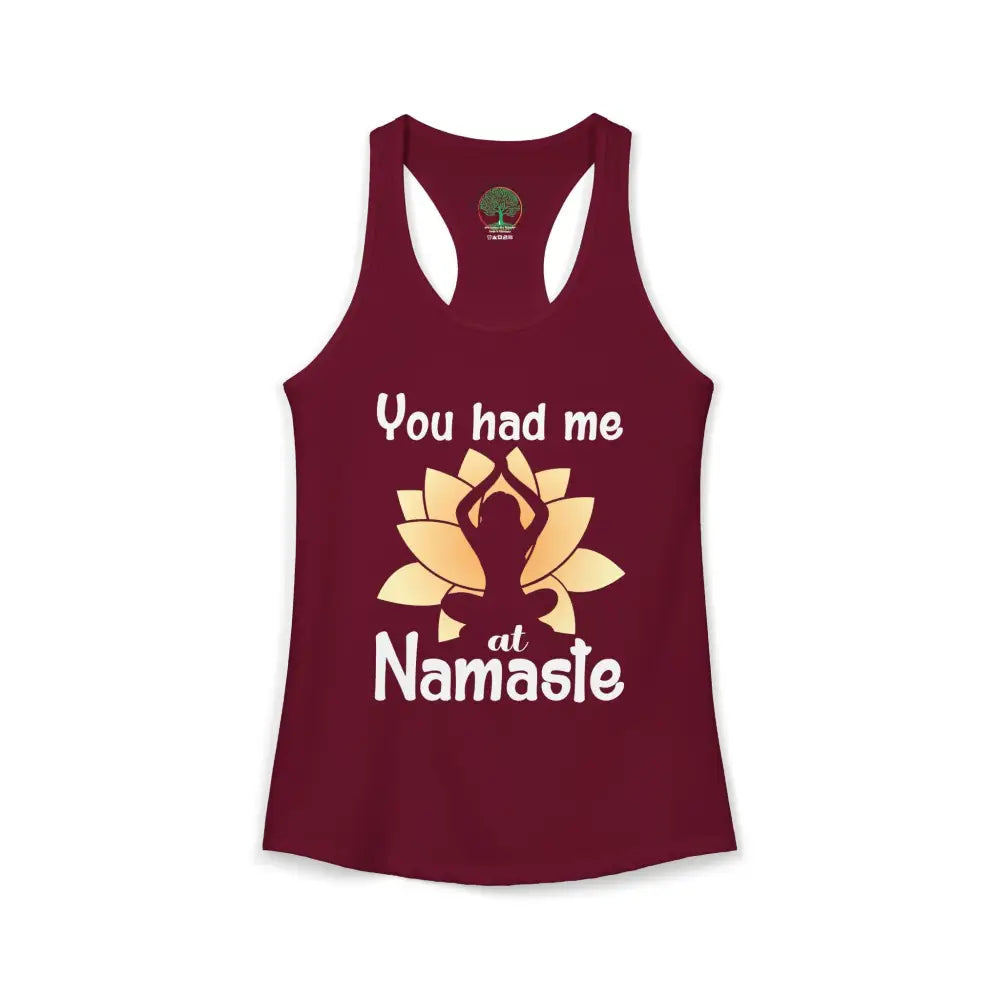 You Had Me At Namaste Racerback Tank - XS / Solid Cardinal Red - Tank Top