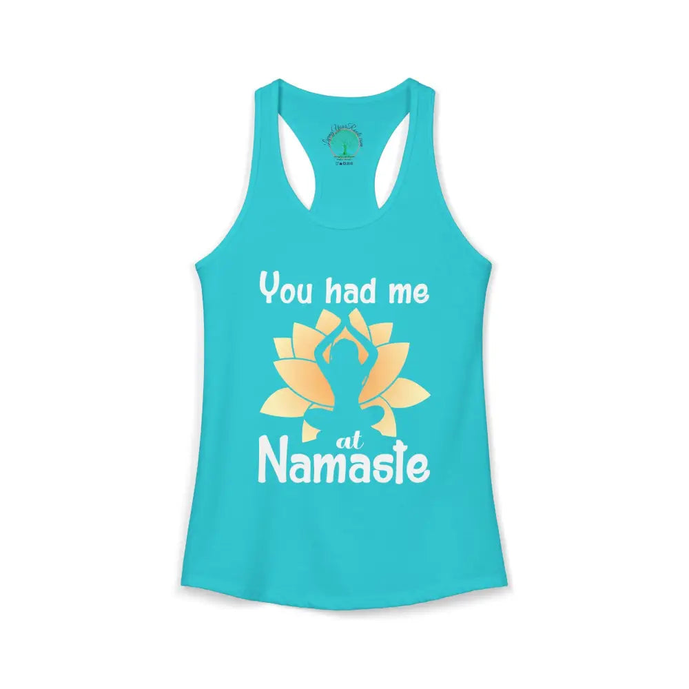 You Had Me At Namaste Racerback Tank - XS / Solid Tahiti Blue - Tank Top