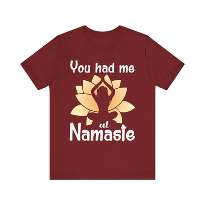 You Had Me At Namaste Unisex Jersey Short Sleeve Yoga Tee - Cardinal / S - T-Shirt