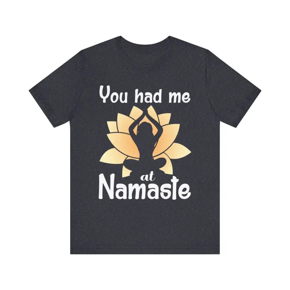 You Had Me At Namaste Unisex Jersey Short Sleeve Yoga Tee - Heather Navy / S - T-Shirt