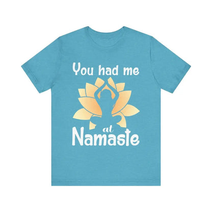 You Had Me At Namaste Unisex Jersey Short Sleeve Yoga Tee - Heather Aqua / S - T-Shirt