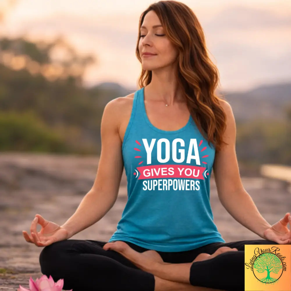 You Had Me At Namaste Womens Yoga Racerback Tank - XS / Solid Tahiti Blue - Tank Top