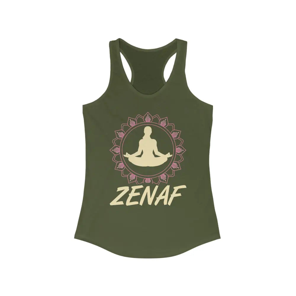 ZEN AF...Women’s Ideal Racerback Tank - Solid Military Green / XS - Tank Top