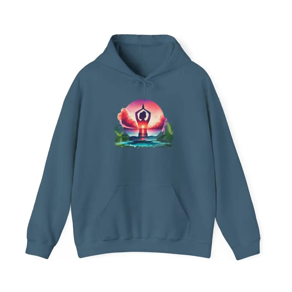 Zen at the Beach Yoga Hoodie Sweatshirt - Indigo Blue / S - Hoodie