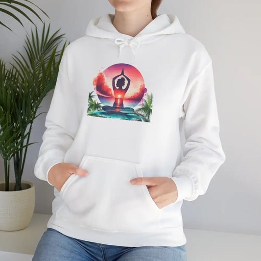 Zen at the Beach Yoga Hoodie Sweatshirt - White / S - Hoodie