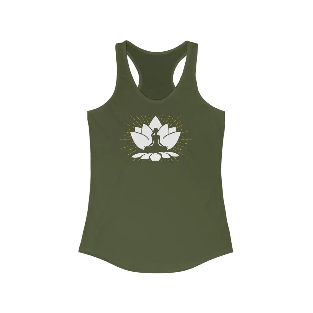 Zen Lotus...Women’s Ideal Racerback Tank - Solid Military Green / XS - Tank Top