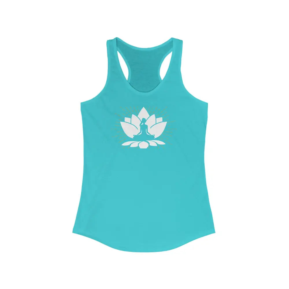 Zen Lotus...Women’s Ideal Racerback Tank - Solid Tahiti Blue / XS - Tank Top