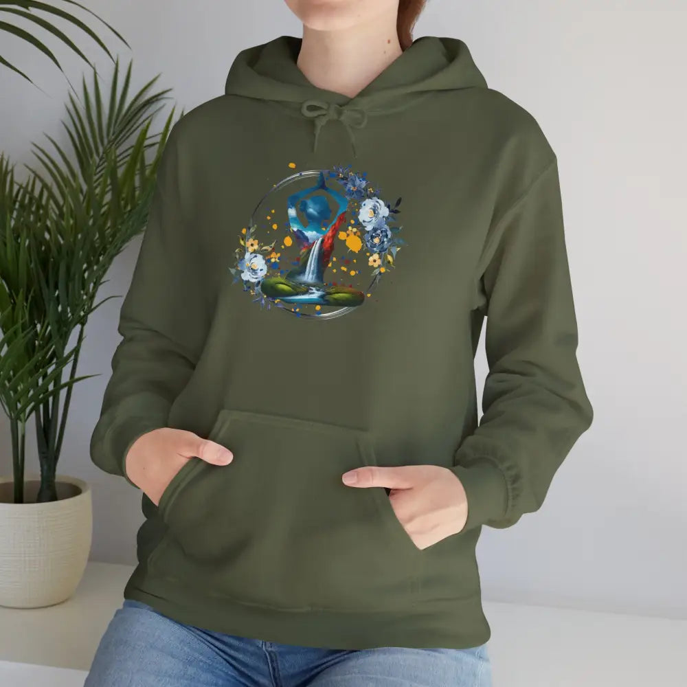 Zen Waterfall Yoga Hoodie; Meditative Yoga Hoodie Sweatshirt - Hoodie