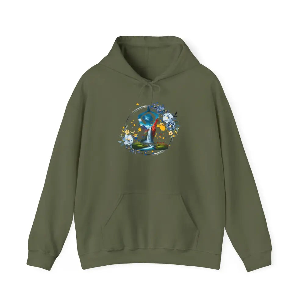 Zen Waterfall Yoga Hoodie Sweatshirt - Military Green / S - Hoodie