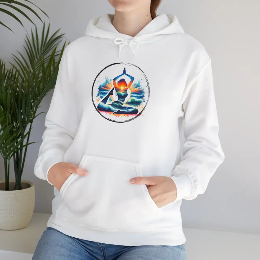 Zen Yoga in the Beach Hoodie Sweatshirt - White / S - Hoodie