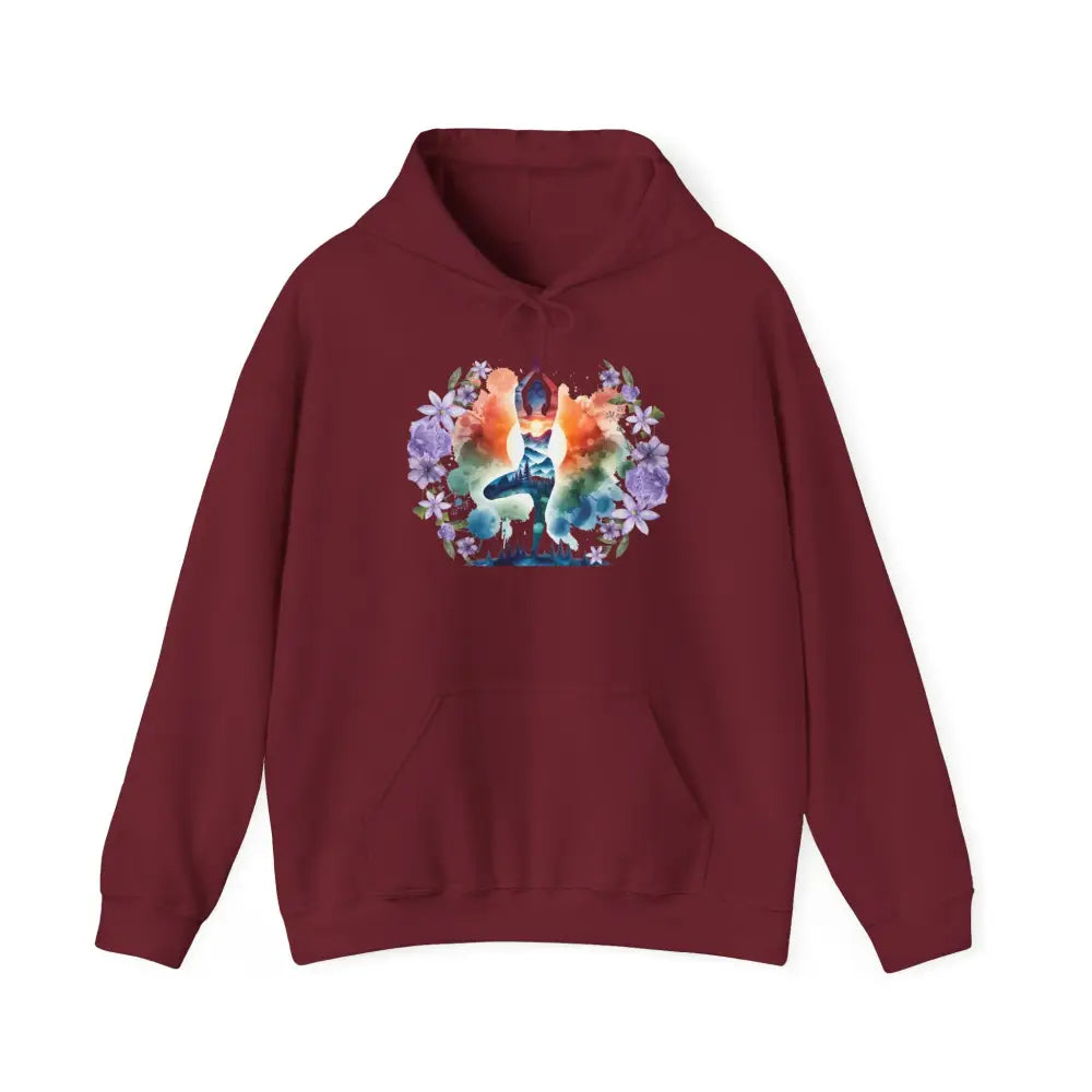 Zen Yoga Nature Pose Hooded Sweatshirt - Garnet / S - Hoodie