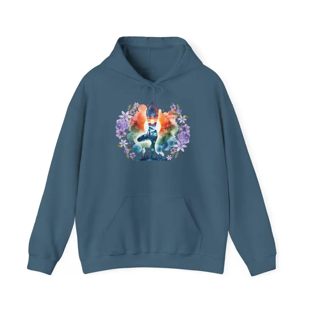 Zen Yoga Nature Pose Hooded Sweatshirt - Indigo Blue / S - Hoodie