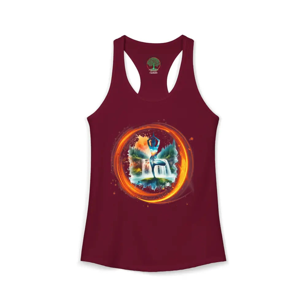 Zen Yoga Waterfall Racerback Tank - XS / Solid Cardinal Red - Tank Top